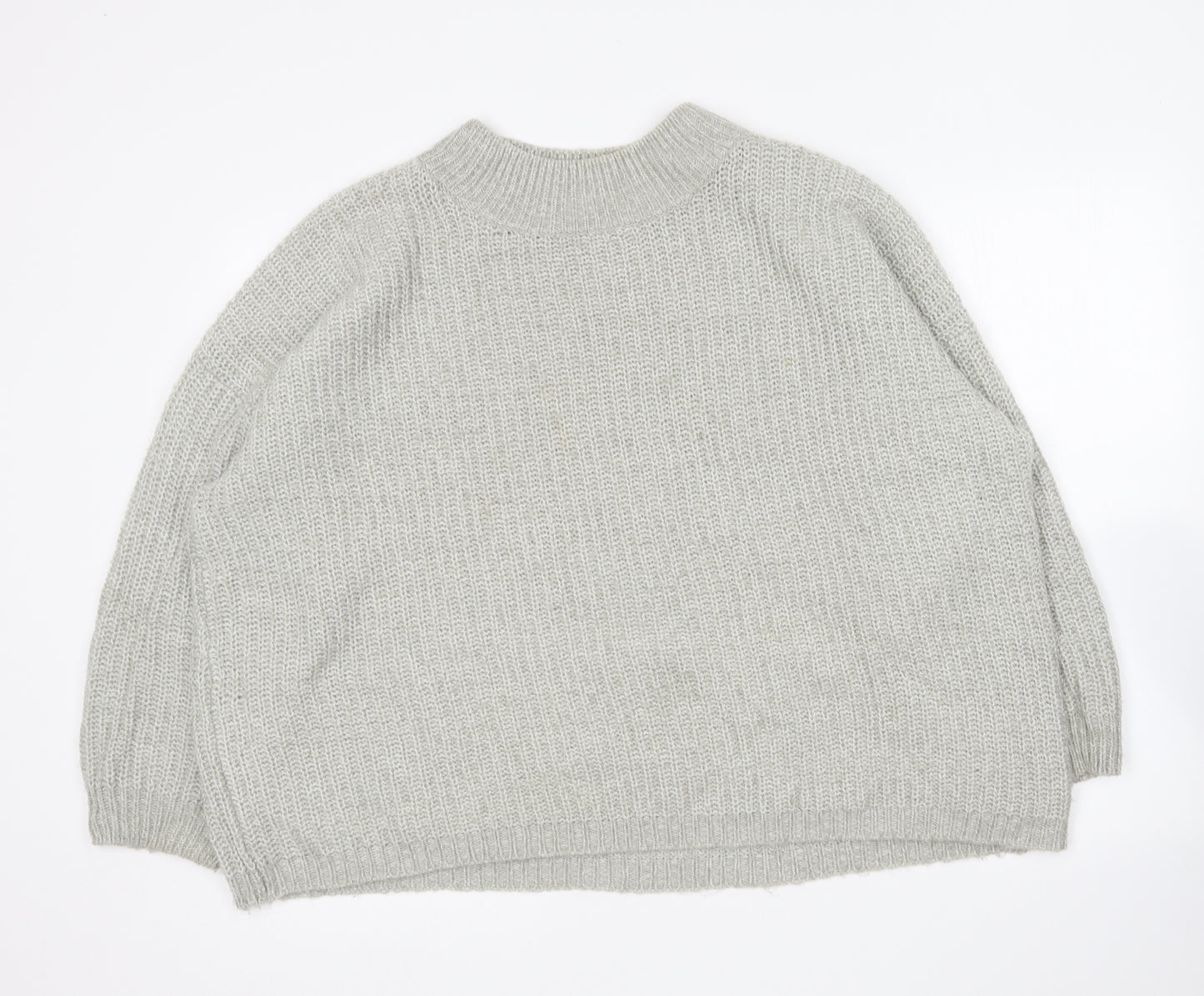 New Look Womens Grey Round Neck Acrylic Pullover Jumper Size M