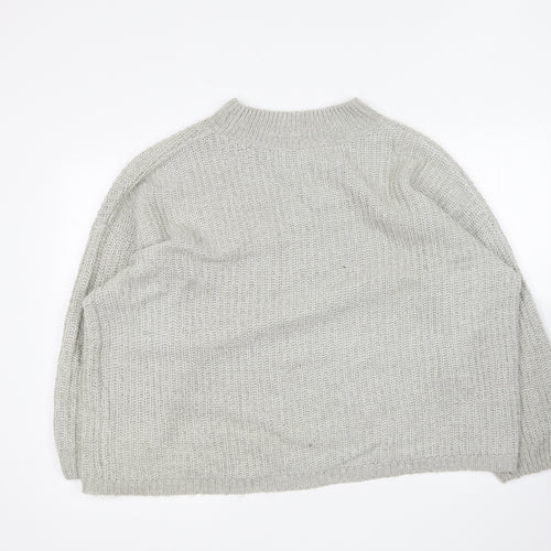 New Look Womens Grey Round Neck Acrylic Pullover Jumper Size M