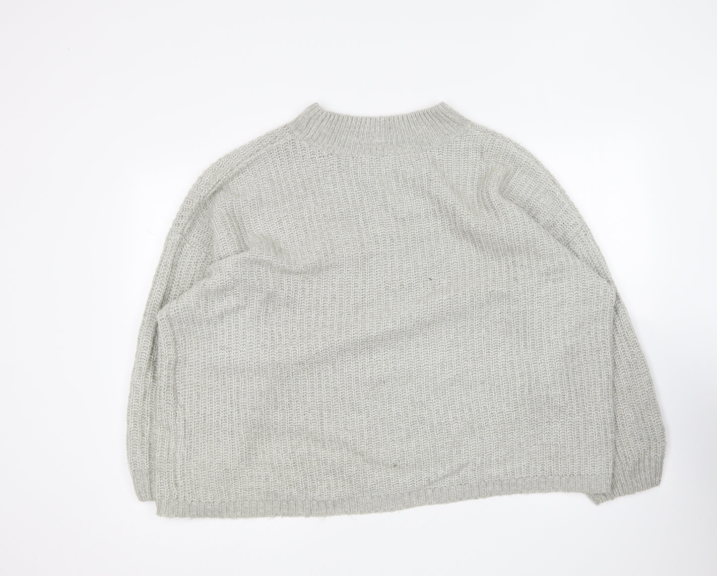 New Look Womens Grey Round Neck Acrylic Pullover Jumper Size M