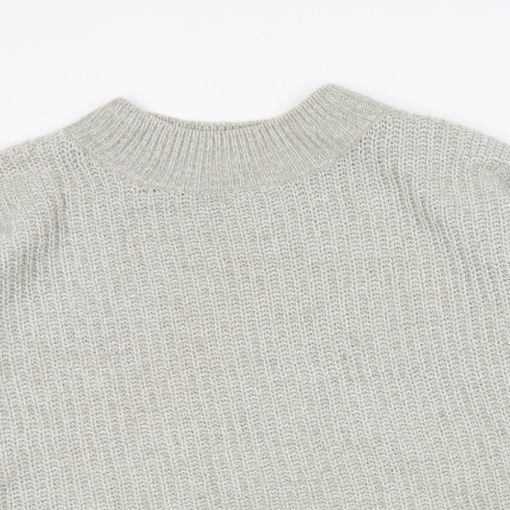 New Look Womens Grey Round Neck Acrylic Pullover Jumper Size M
