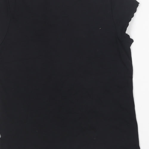 Emreco Womens Black Cotton Basic T-Shirt Size 12 Round Neck