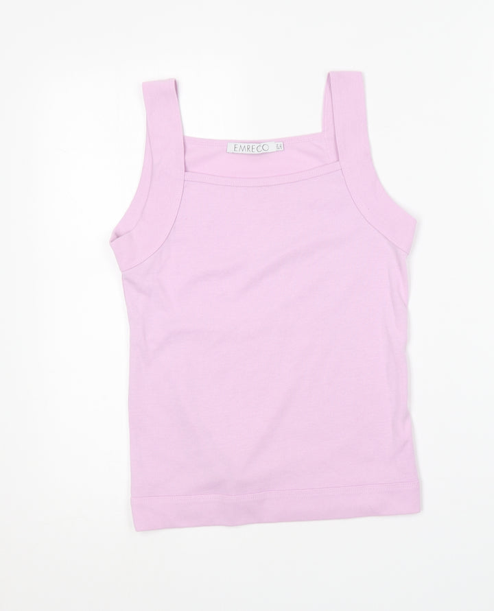 Emreco Womens Purple Polyester Basic Tank Size 12 Square Neck