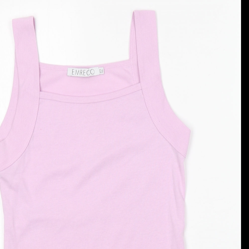 Emreco Womens Purple Polyester Basic Tank Size 12 Square Neck