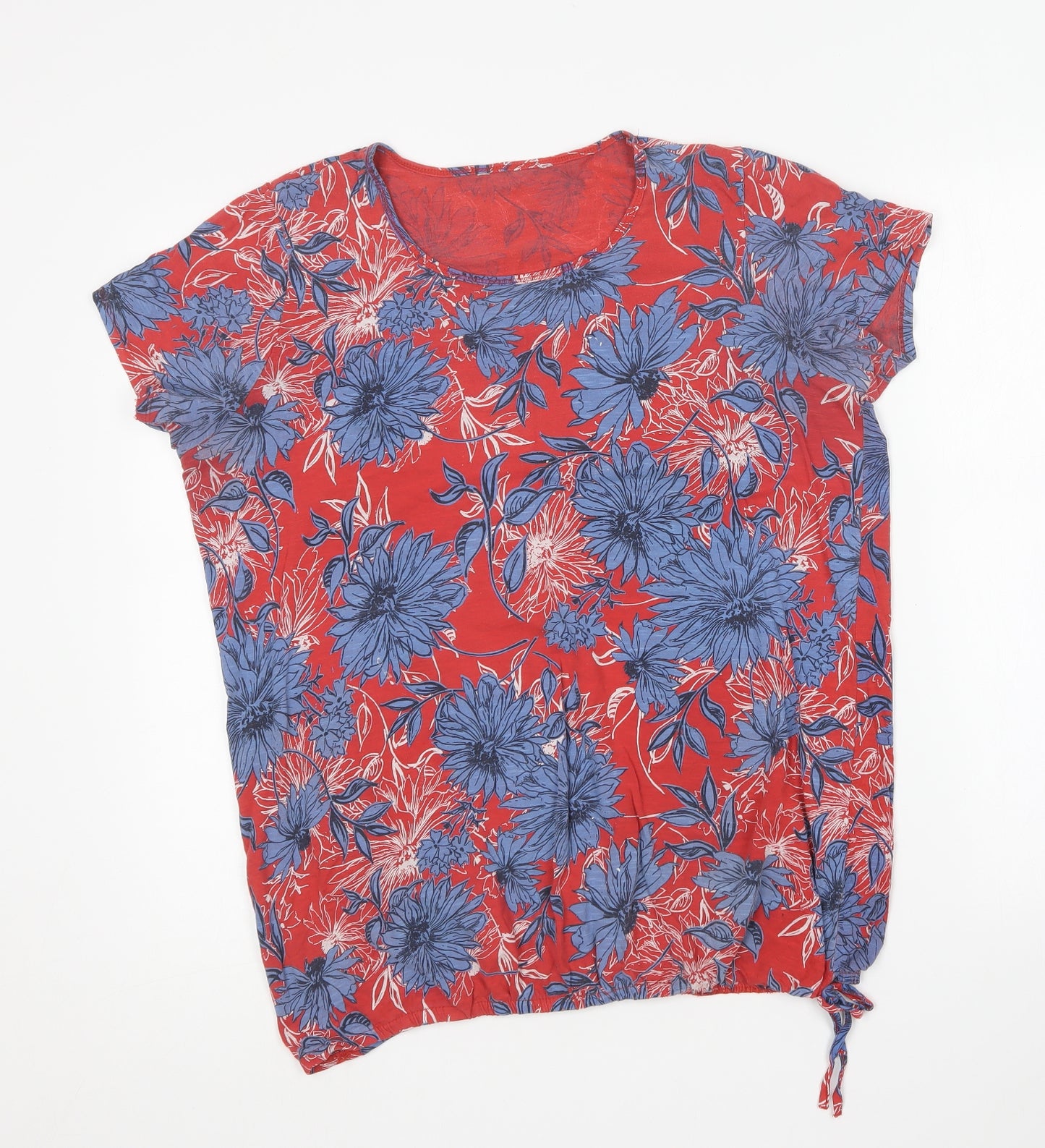 George Womens Multicoloured Floral Cotton Basic T-Shirt Size 16 Round Neck