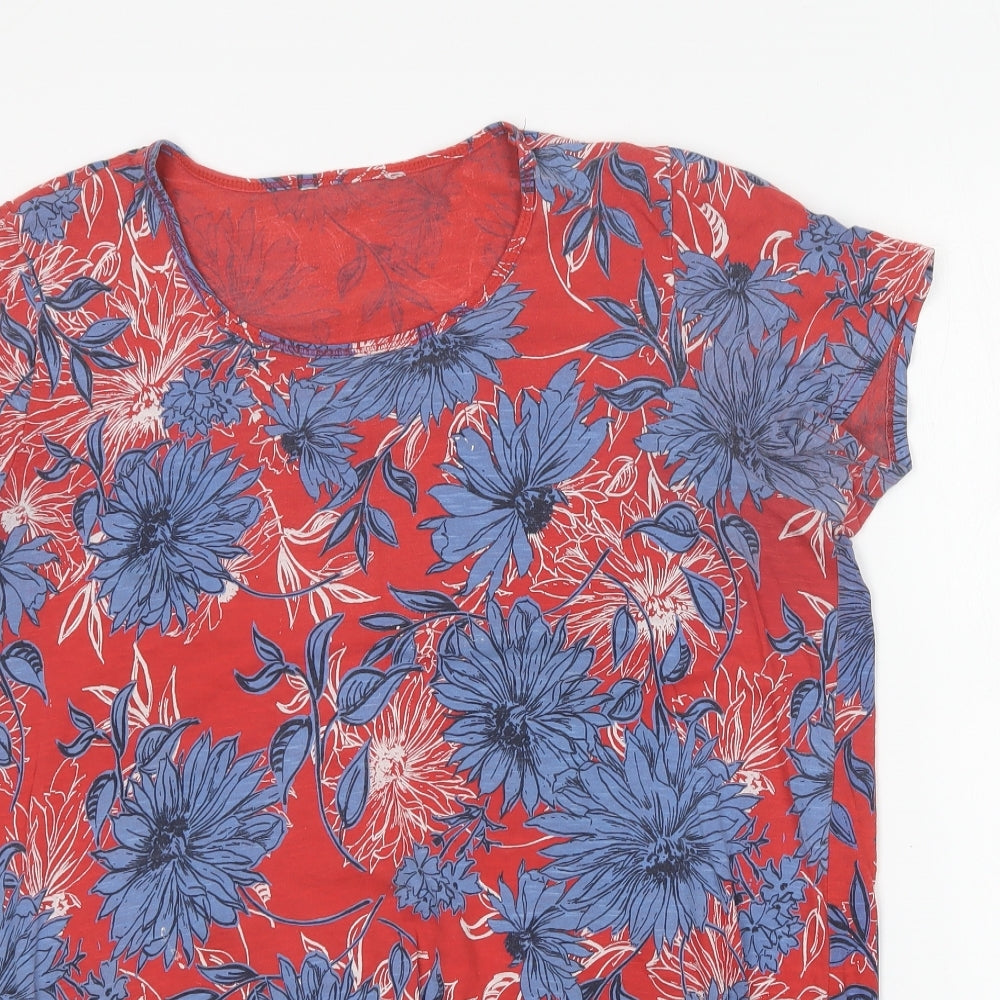 George Womens Multicoloured Floral Cotton Basic T-Shirt Size 16 Round Neck