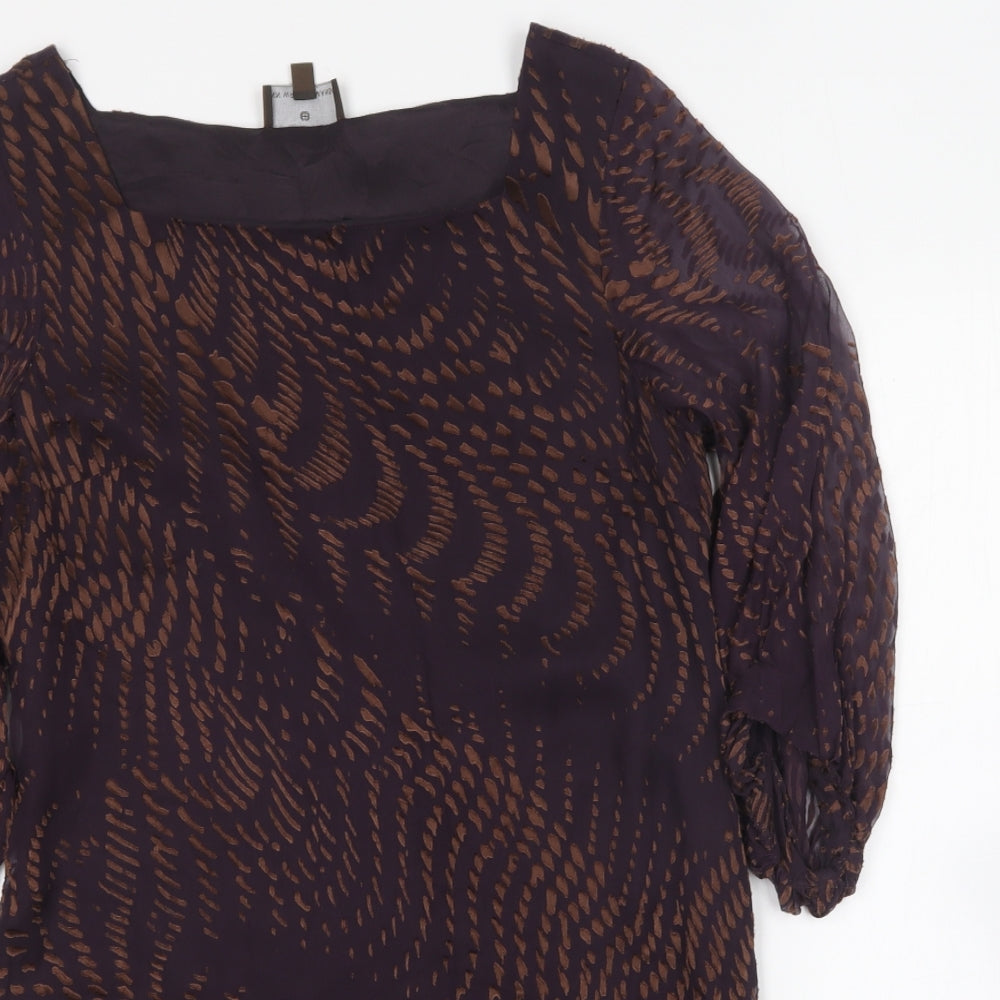 Fenn Wright Manson Womens Purple Silk Basic Blouse Size 12 Square Neck