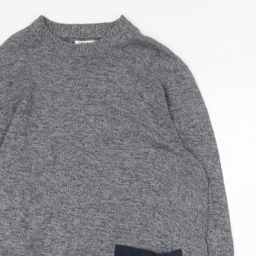 JACK & JONES Mens Blue Round Neck Cotton Pullover Jumper Size 2XL