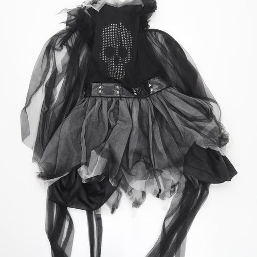 George Girls Black Polyester Fit & Flare Size 9-10 Years Round Neck - Fancy Dress Halloween