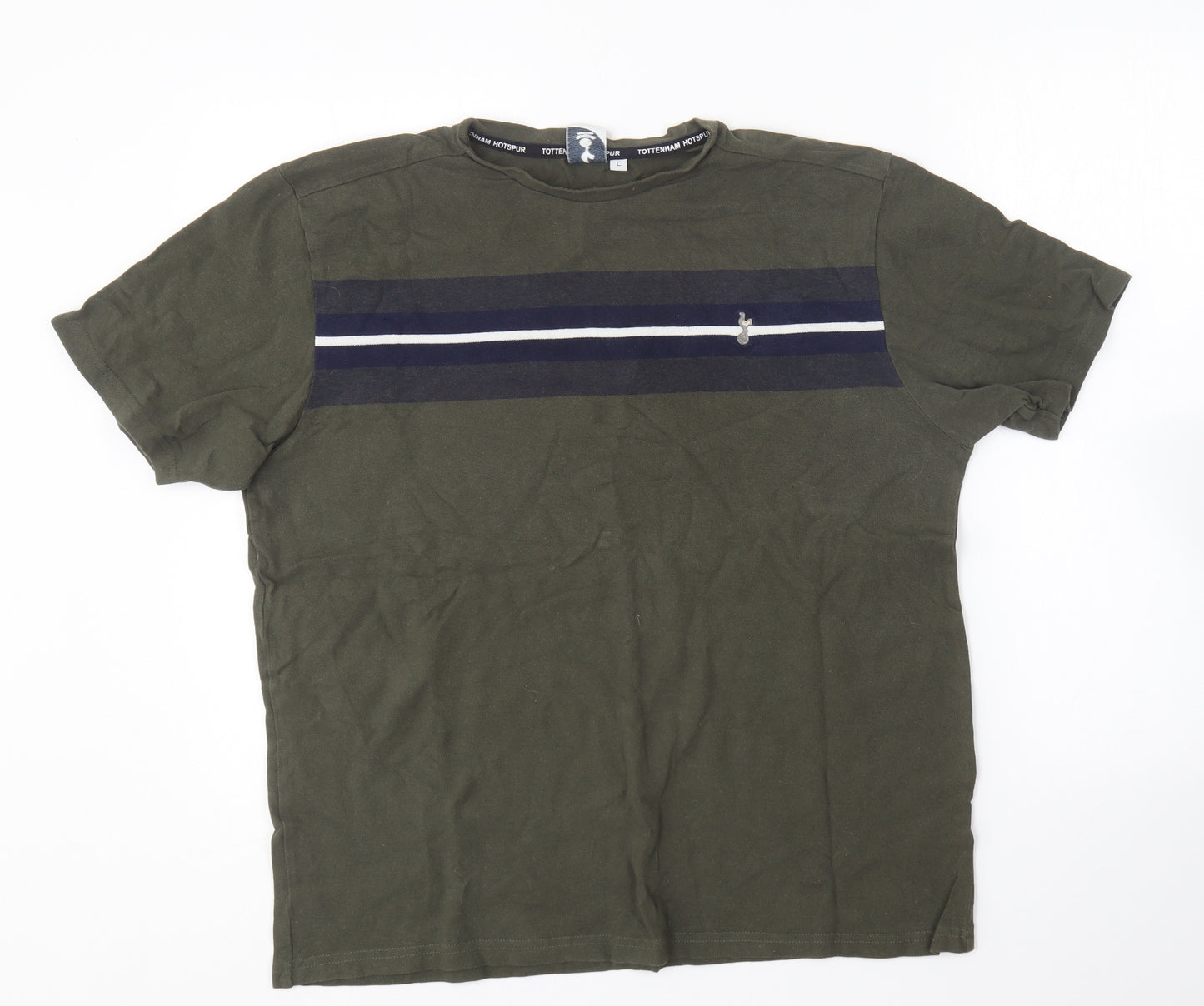 Tottenham Hotspur F.C. Mens Green Cotton T-Shirt Size L Round Neck - Tottenham Hotspur
