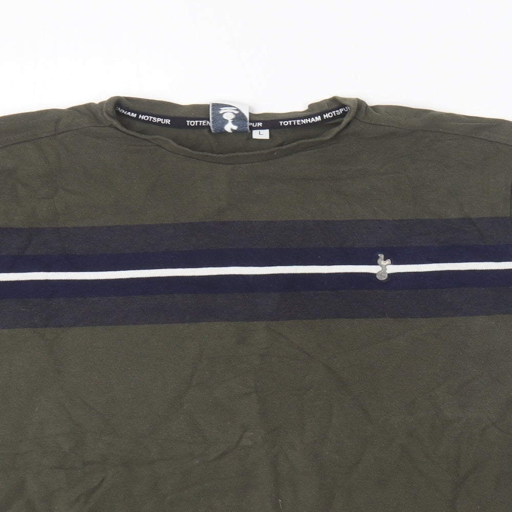 Tottenham Hotspur F.C. Mens Green Cotton T-Shirt Size L Round Neck - Tottenham Hotspur