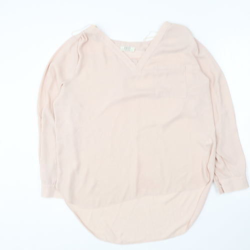 Papaya Womens Beige Polyester Basic Blouse Size 16 V-Neck