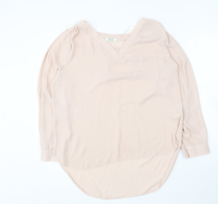 Papaya Womens Beige Polyester Basic Blouse Size 16 V-Neck
