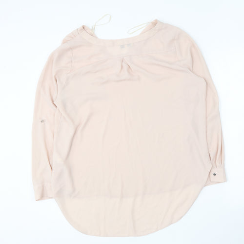 Papaya Womens Beige Polyester Basic Blouse Size 16 V-Neck