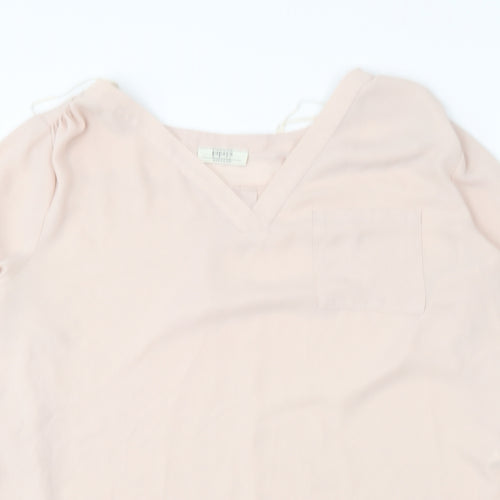Papaya Womens Beige Polyester Basic Blouse Size 16 V-Neck