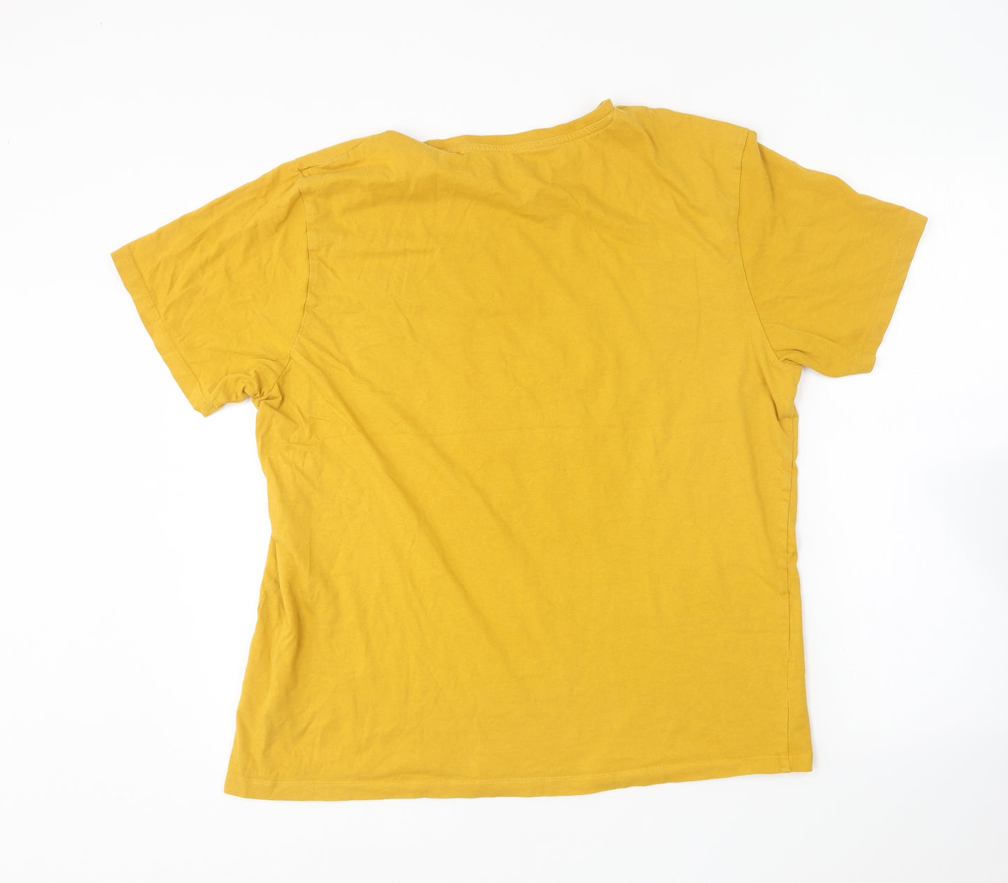 Primark Mens Yellow Cotton T-Shirt Size XL Round Neck