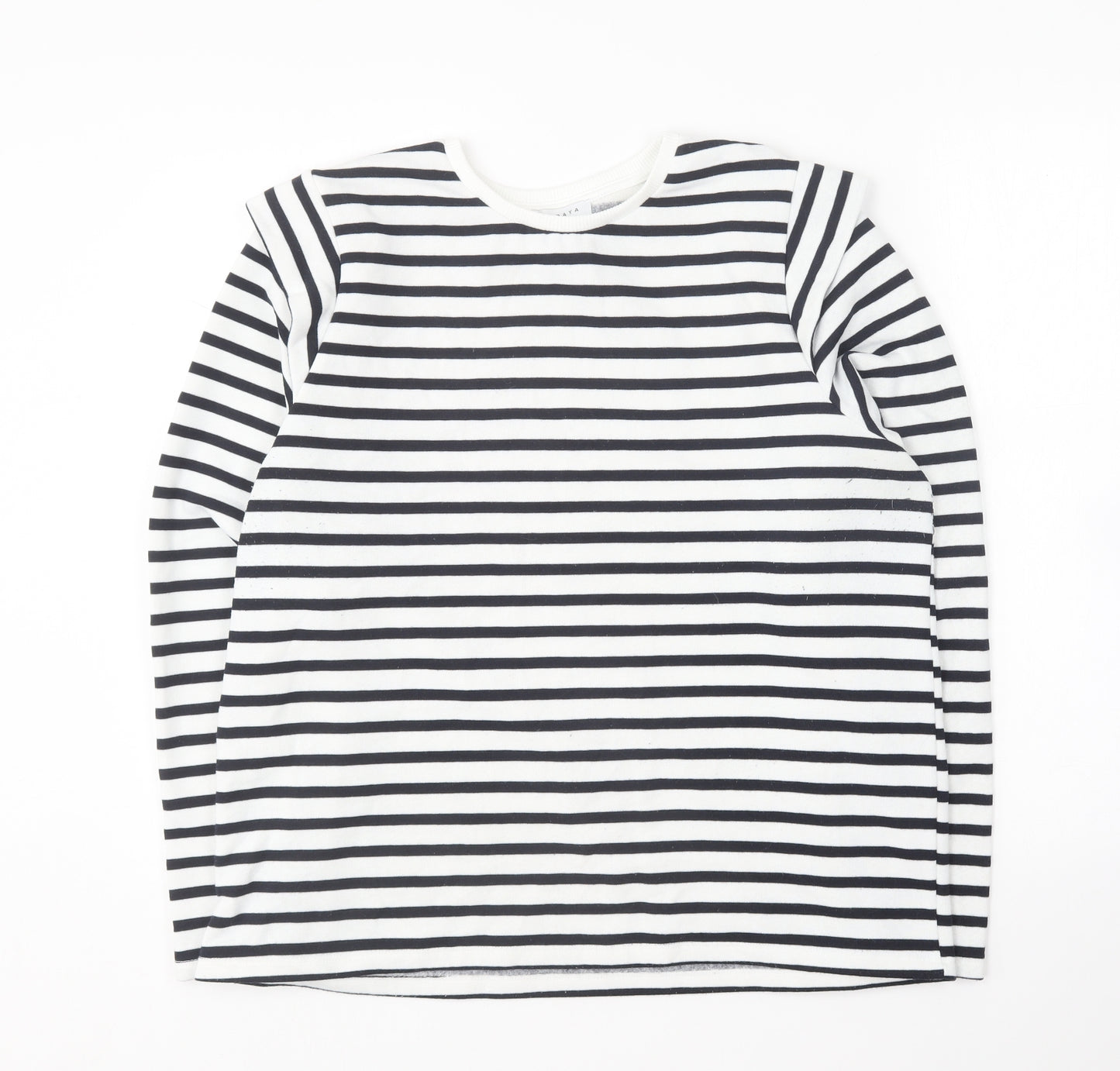 Papaya Womens Blue Round Neck Striped Polyester Pullover Jumper Size L