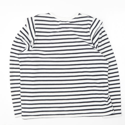 Papaya Womens Blue Round Neck Striped Polyester Pullover Jumper Size L