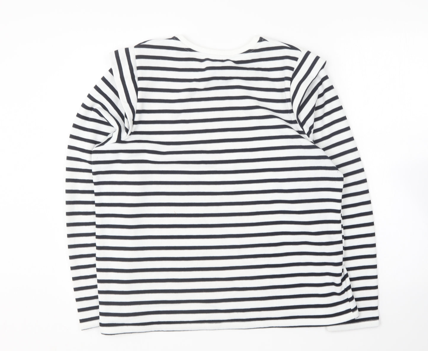 Papaya Womens Blue Round Neck Striped Polyester Pullover Jumper Size L