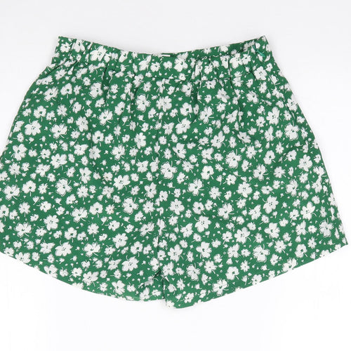 SheIn Girls Green Floral Polyester Mom Shorts Size 12 Years Regular Zip