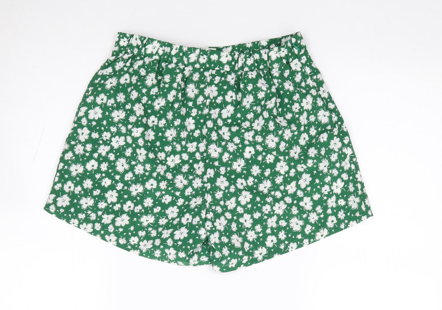 SheIn Girls Green Floral Polyester Mom Shorts Size 12 Years Regular Zip