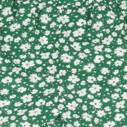SheIn Girls Green Floral Polyester Mom Shorts Size 12 Years Regular Zip