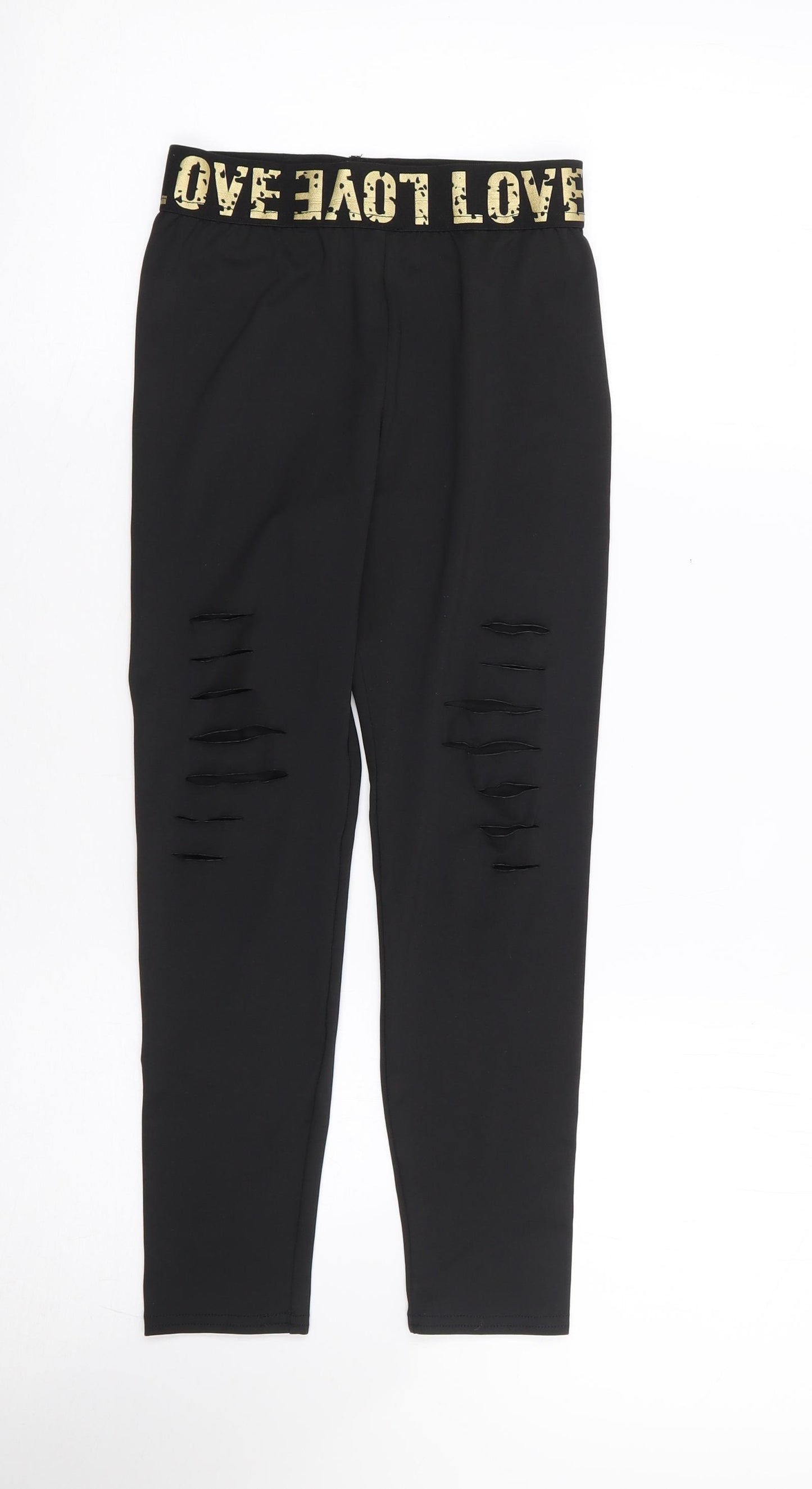 SheIn Girls Black Polyester Jogger Trousers Size 8 Years L20 in Regular