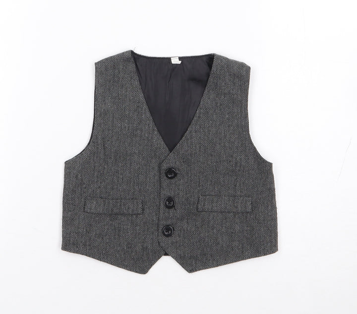 Preworn Boys Green Jacket Waistcoat Size 24 Months Button