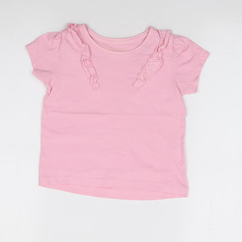 Primark Girls Pink 100% Cotton Jersey T-Shirt Size 4-5 Years Crew Neck Pullover