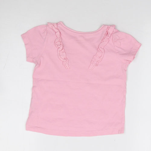 Primark Girls Pink 100% Cotton Jersey T-Shirt Size 4-5 Years Crew Neck Pullover