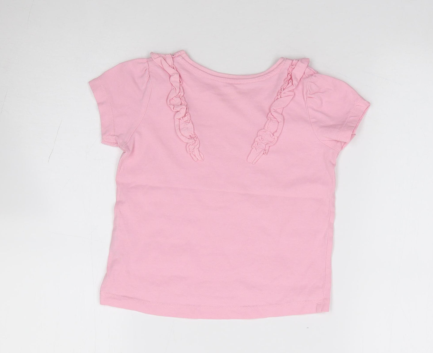 Primark Girls Pink 100% Cotton Jersey T-Shirt Size 4-5 Years Crew Neck Pullover