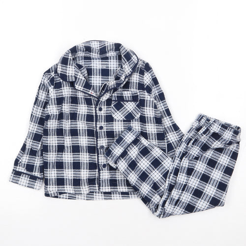 Primark Boys Blue Plaid 100% Cotton Cami Pyjama Set Size 18-24 Months Button