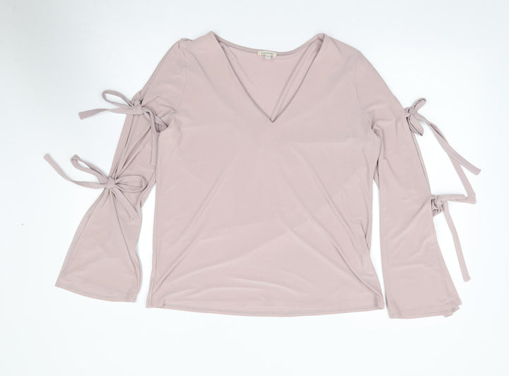 River Island Womens Purple Polyester Jersey Blouse Size 12 V-Neck
