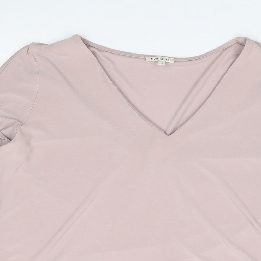 River Island Womens Purple Polyester Jersey Blouse Size 12 V-Neck