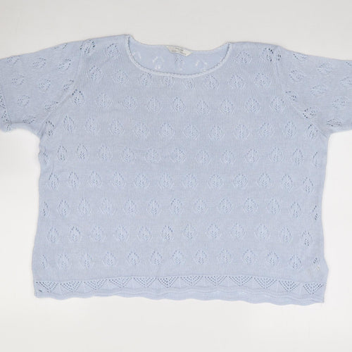 Marks and Spencer Womens Blue Round Neck Acrylic Pullover Jumper Size 18