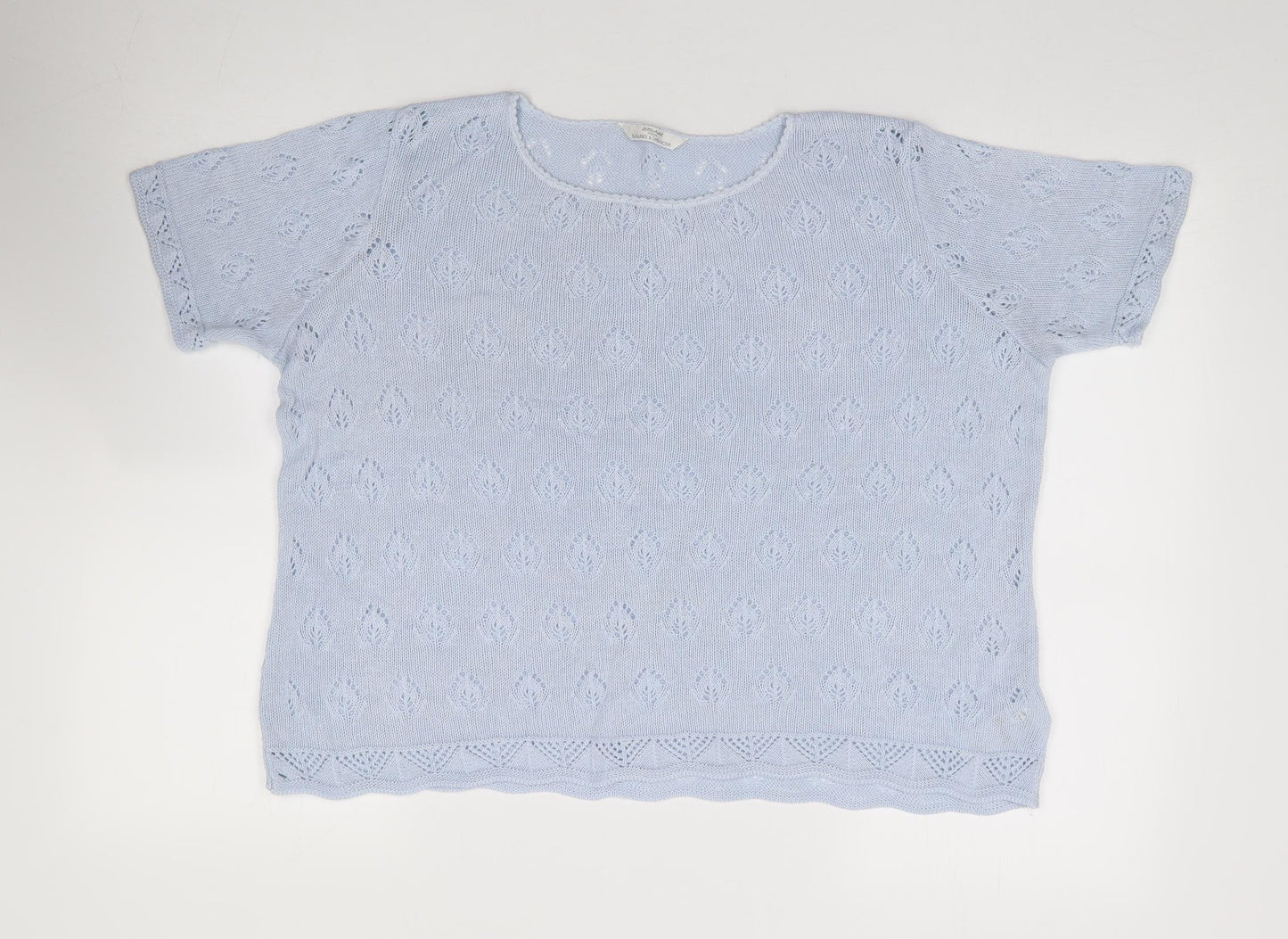 Marks and Spencer Womens Blue Round Neck Acrylic Pullover Jumper Size 18