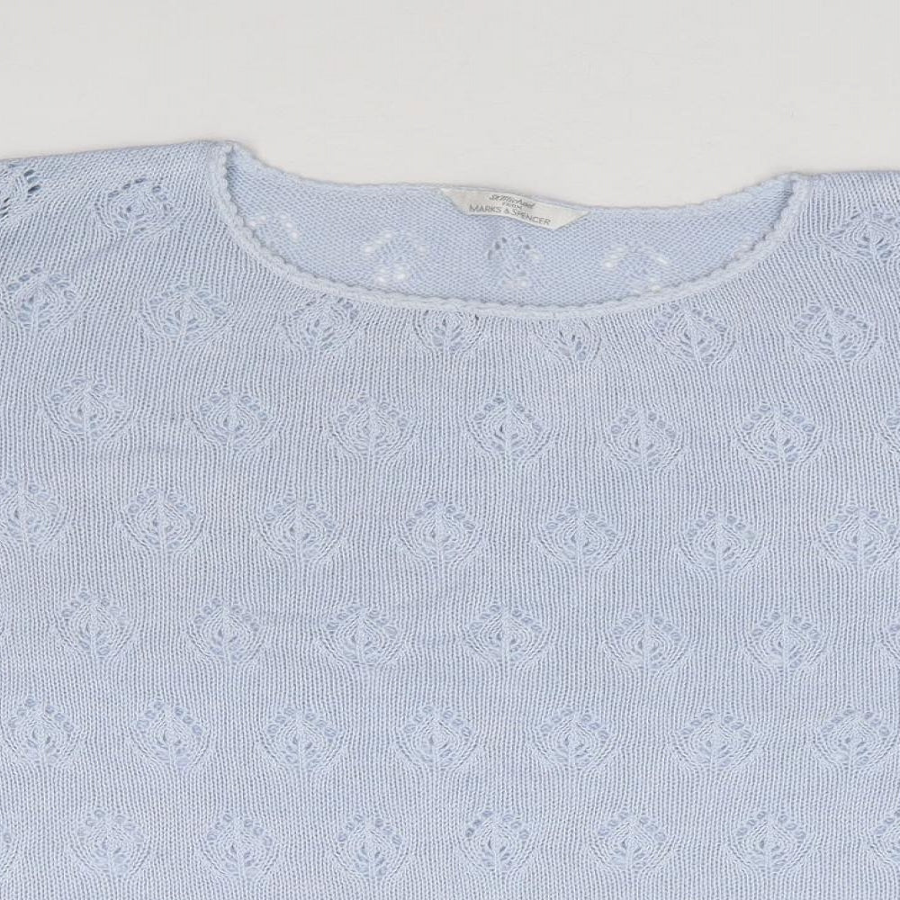 Marks and Spencer Womens Blue Round Neck Acrylic Pullover Jumper Size 18