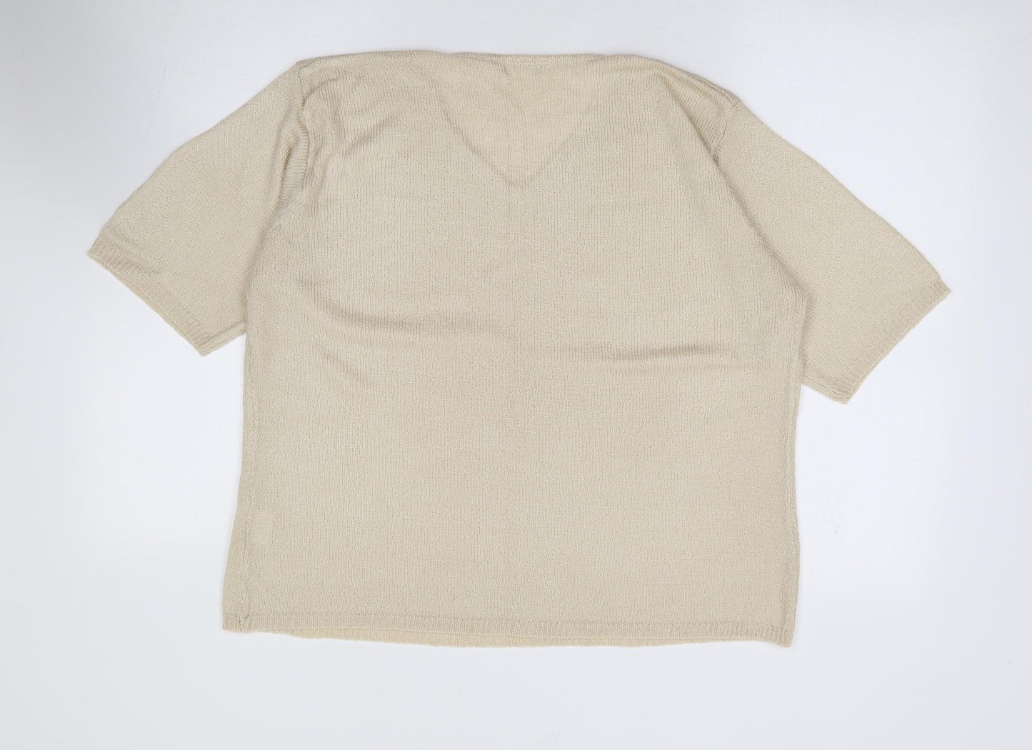 Preworn Womens Beige V-Neck Acrylic Pullover Jumper Size XL