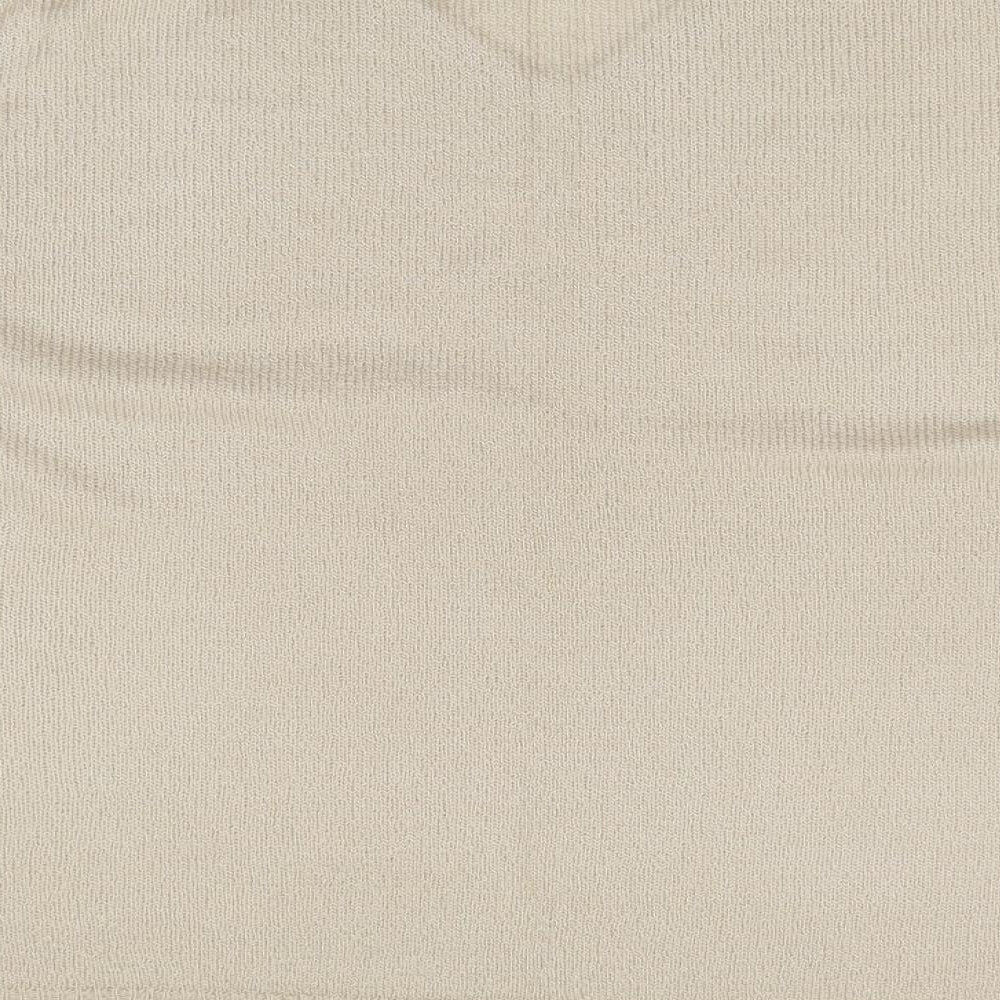 Preworn Womens Beige V-Neck Acrylic Pullover Jumper Size XL