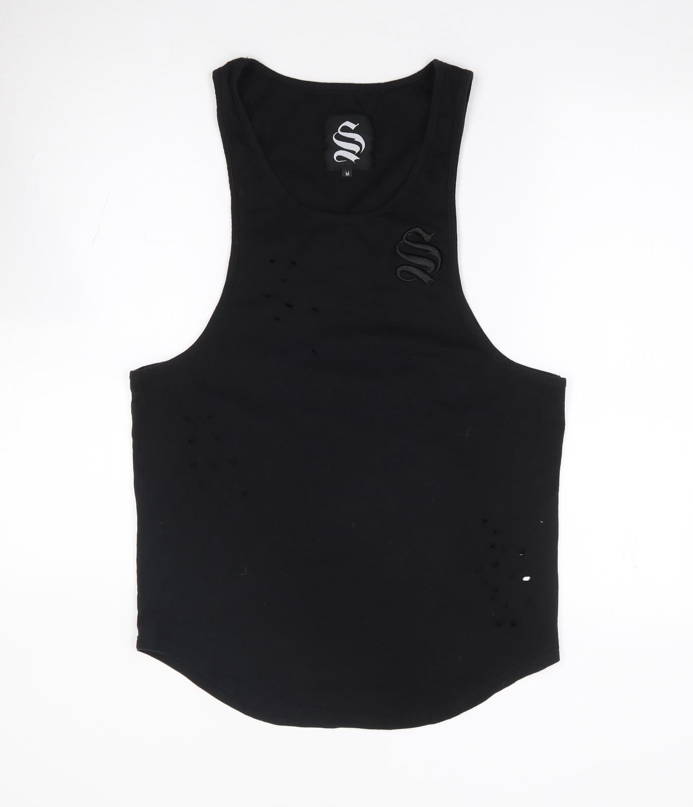 Sinners Attire Mens Black Cotton T-Shirt Size M Round Neck