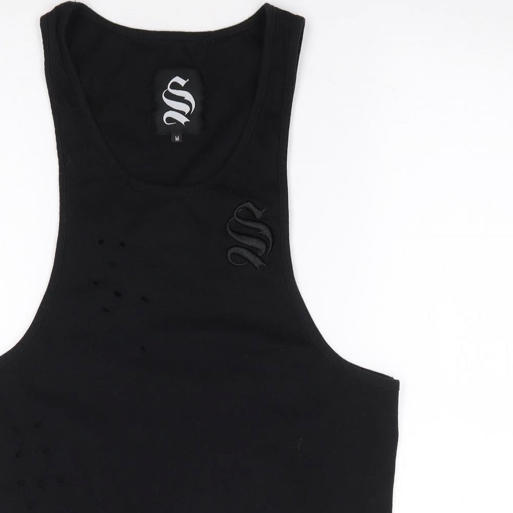 Sinners Attire Mens Black Cotton T-Shirt Size M Round Neck