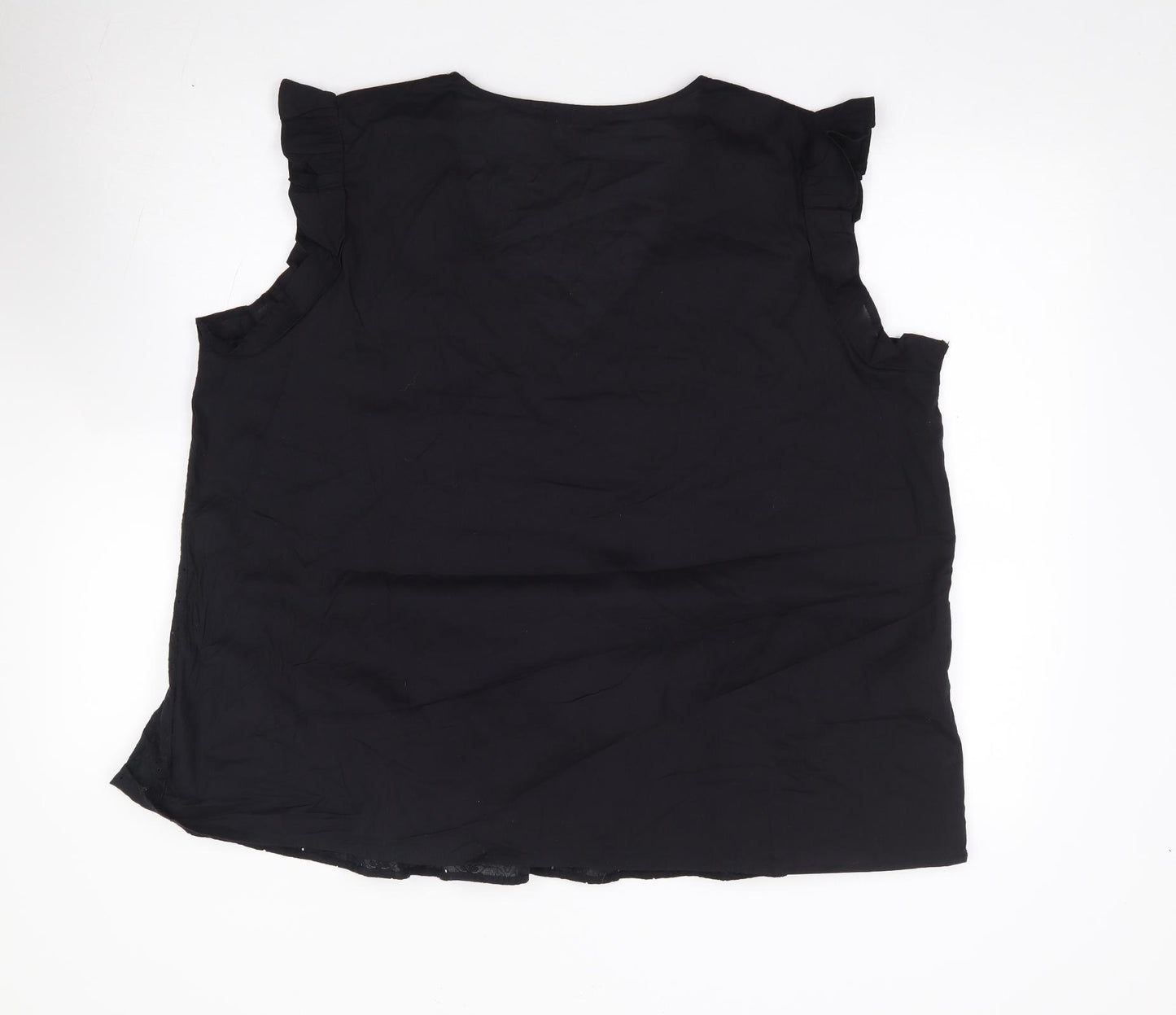 Dunnes Womens Black 100% Cotton Jersey Blouse Size XL V-Neck