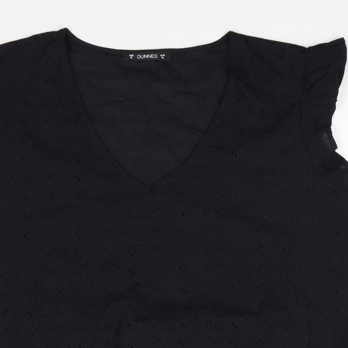 Dunnes Womens Black 100% Cotton Jersey Blouse Size XL V-Neck