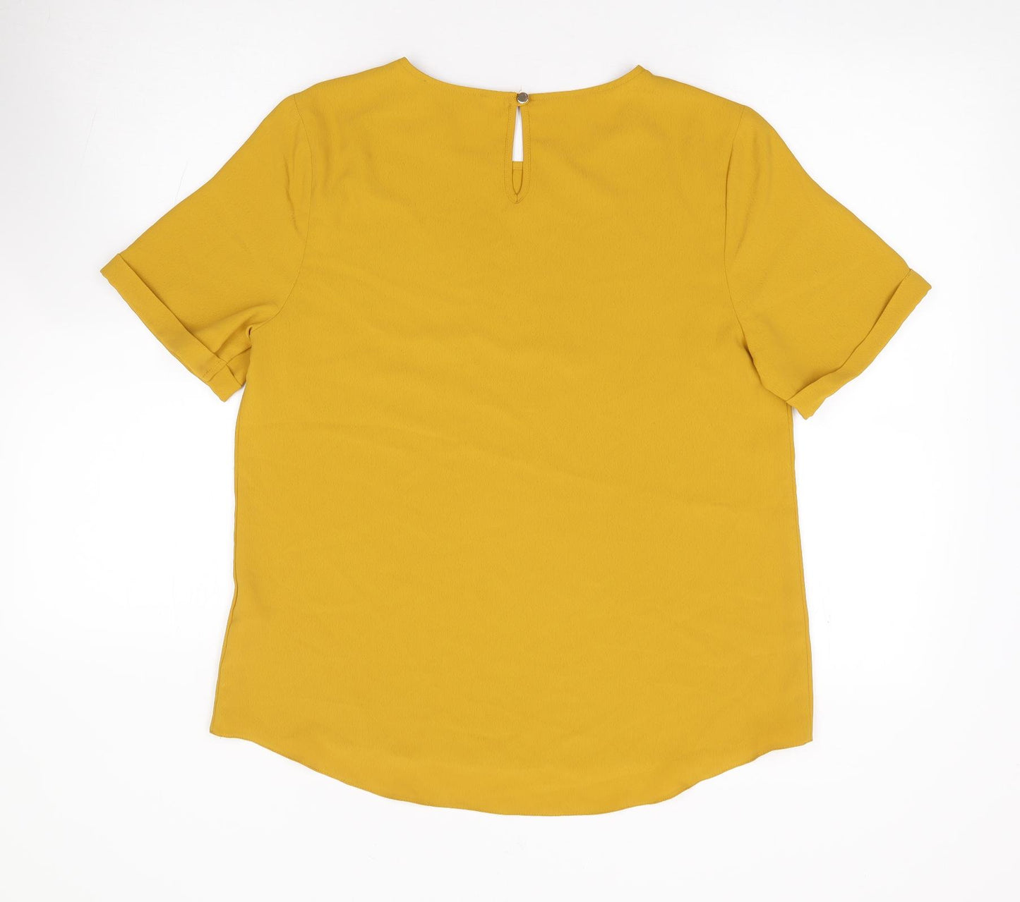 Primark Womens Yellow Polyester Jersey Blouse Size 12 Round Neck