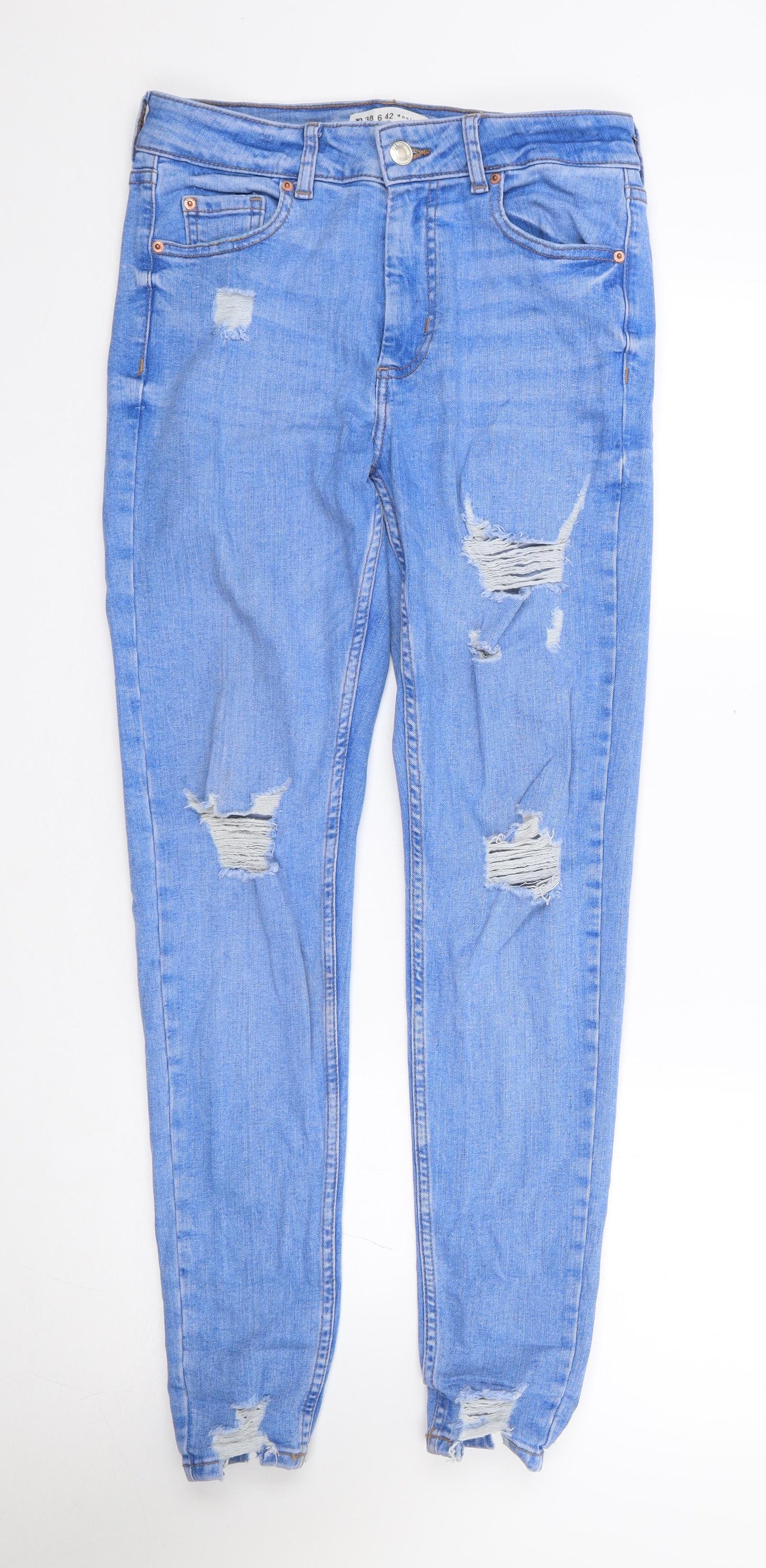 Primark Womens Blue Cotton Skinny Jeans Size 10 L29 in Regular Zip