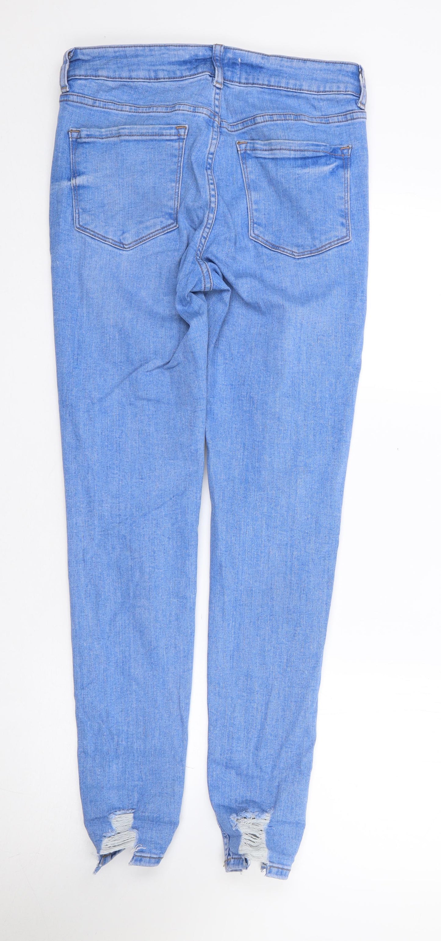 Primark Womens Blue Cotton Skinny Jeans Size 10 L29 in Regular Zip