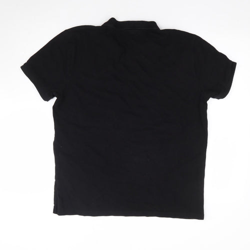 Primark Mens Black Cotton Polo Size L Collared Pullover