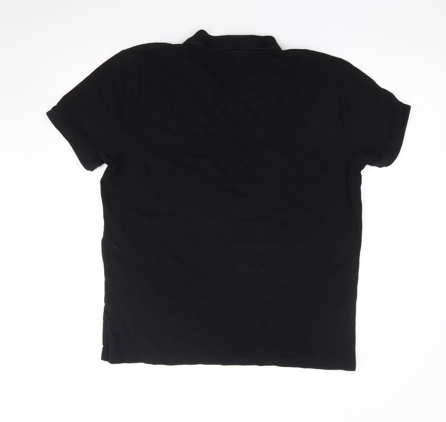Primark Mens Black Cotton Polo Size L Collared Pullover