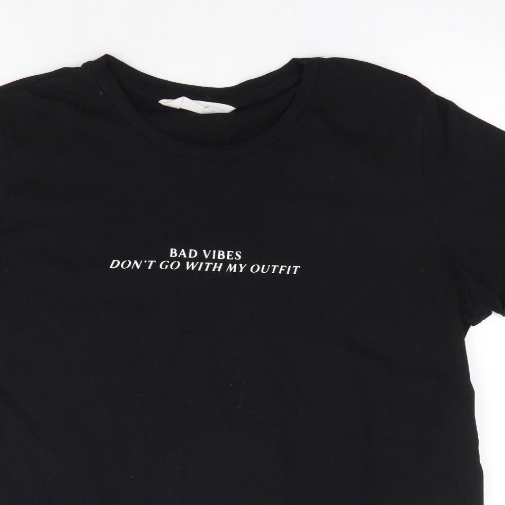 Primark Womens Black 100% Cotton Basic T-Shirt Size M Crew Neck