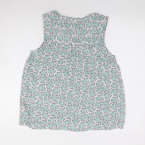 F&F Womens Green Floral Viscose Jersey Blouse Size 12 V-Neck