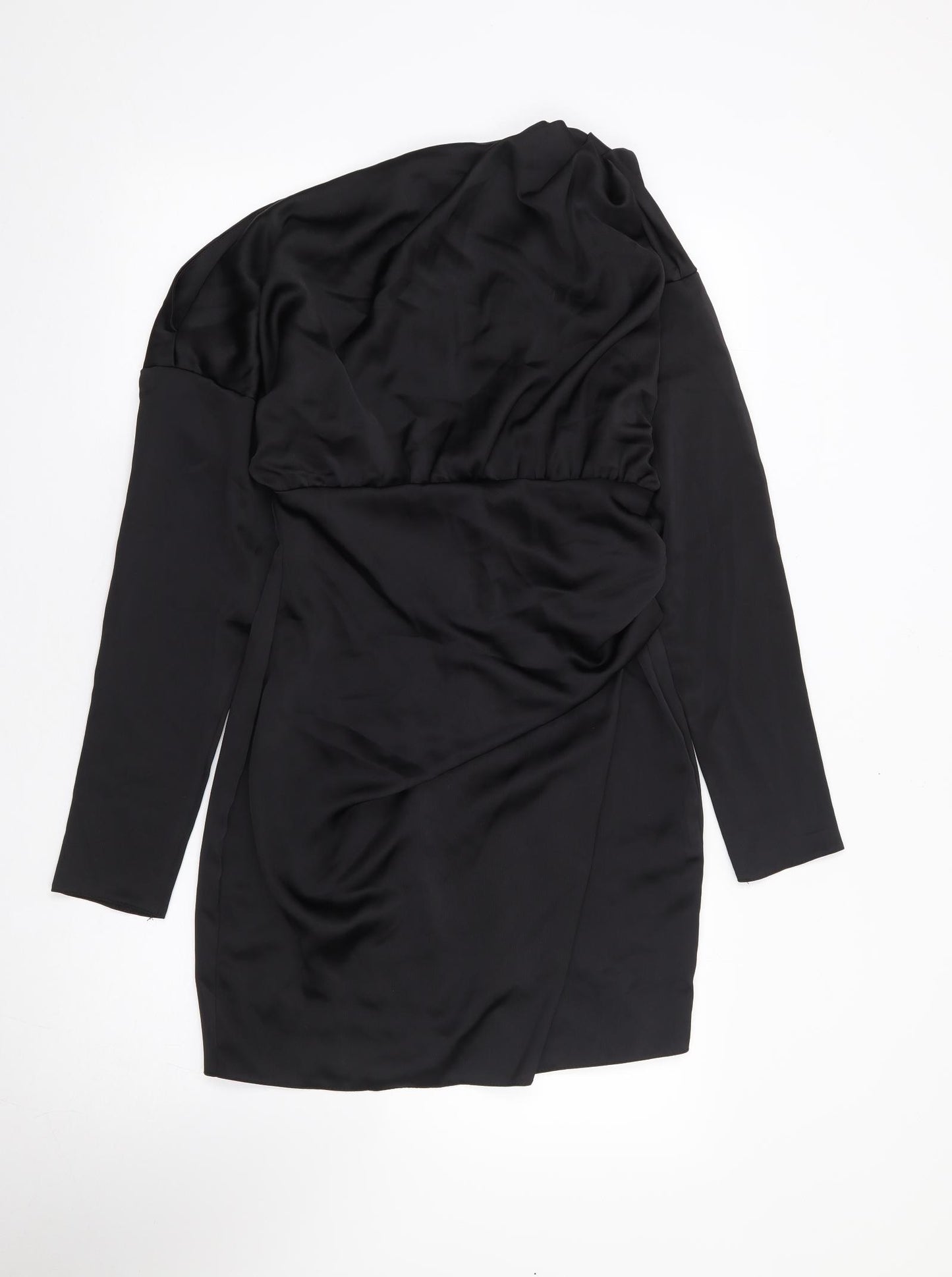 ASOS Womens Black Polyester Bodycon Size 10 One Shoulder Zip